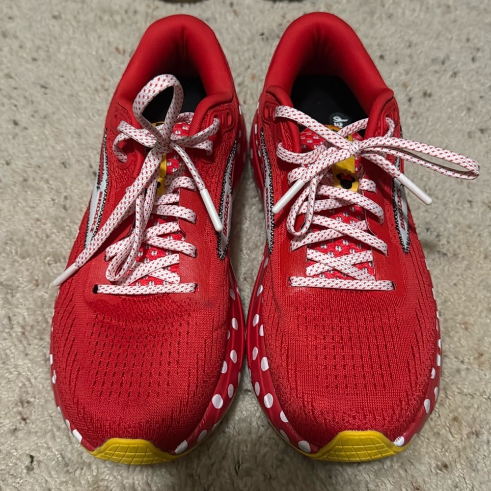 Brooks run Disney Minnie Mouse Red Athletic Sneakers with Polka Dot Accents